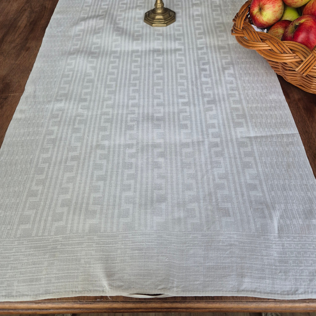 Antikes Jugendstil Küchen- & Geschirrhandtuch weiß Damast Baumwolle 47x130cm Monogramm A.K. 🤍