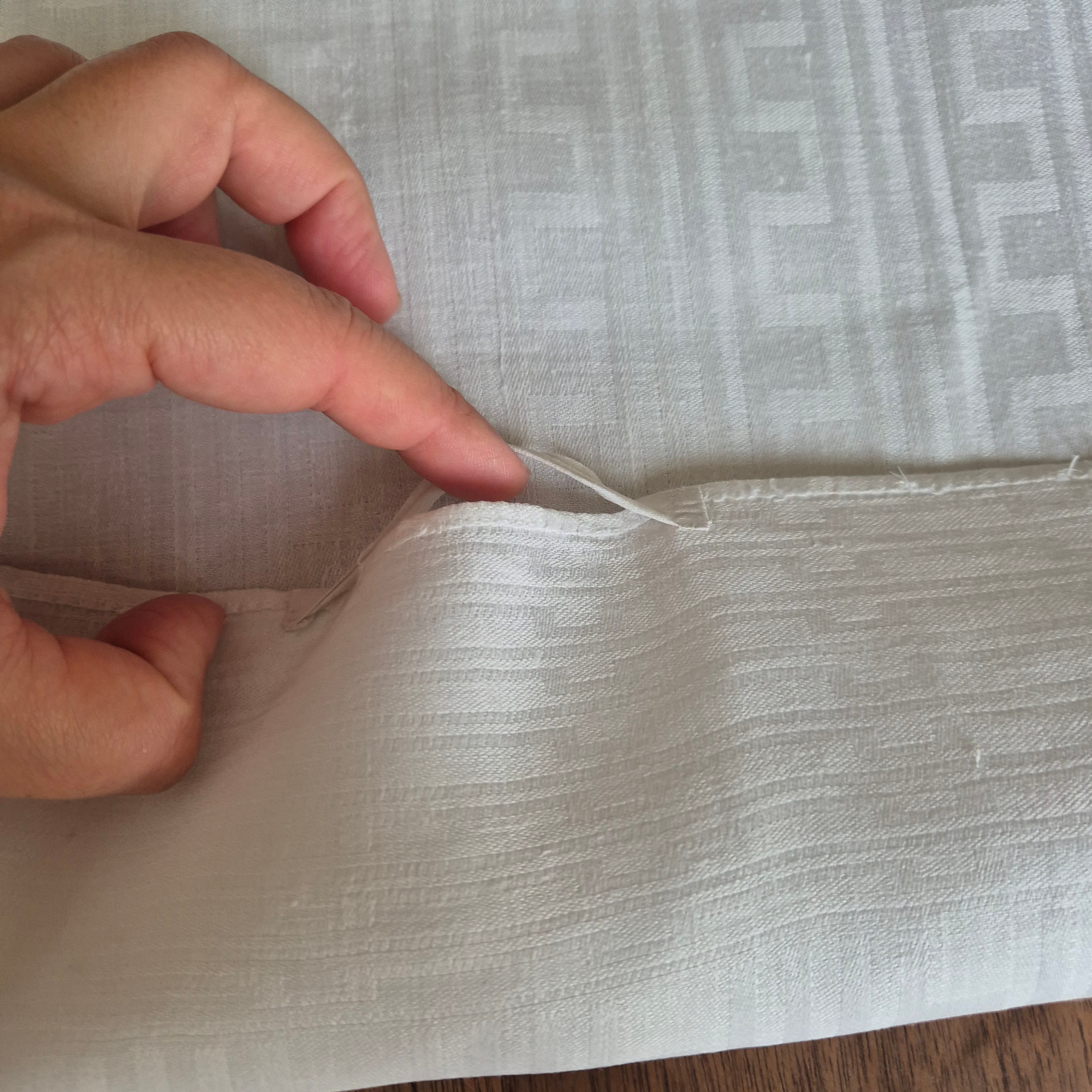 Antikes Jugendstil Küchen- & Geschirrhandtuch weiß Damast Baumwolle 47x130cm Monogramm A.K. 🤍