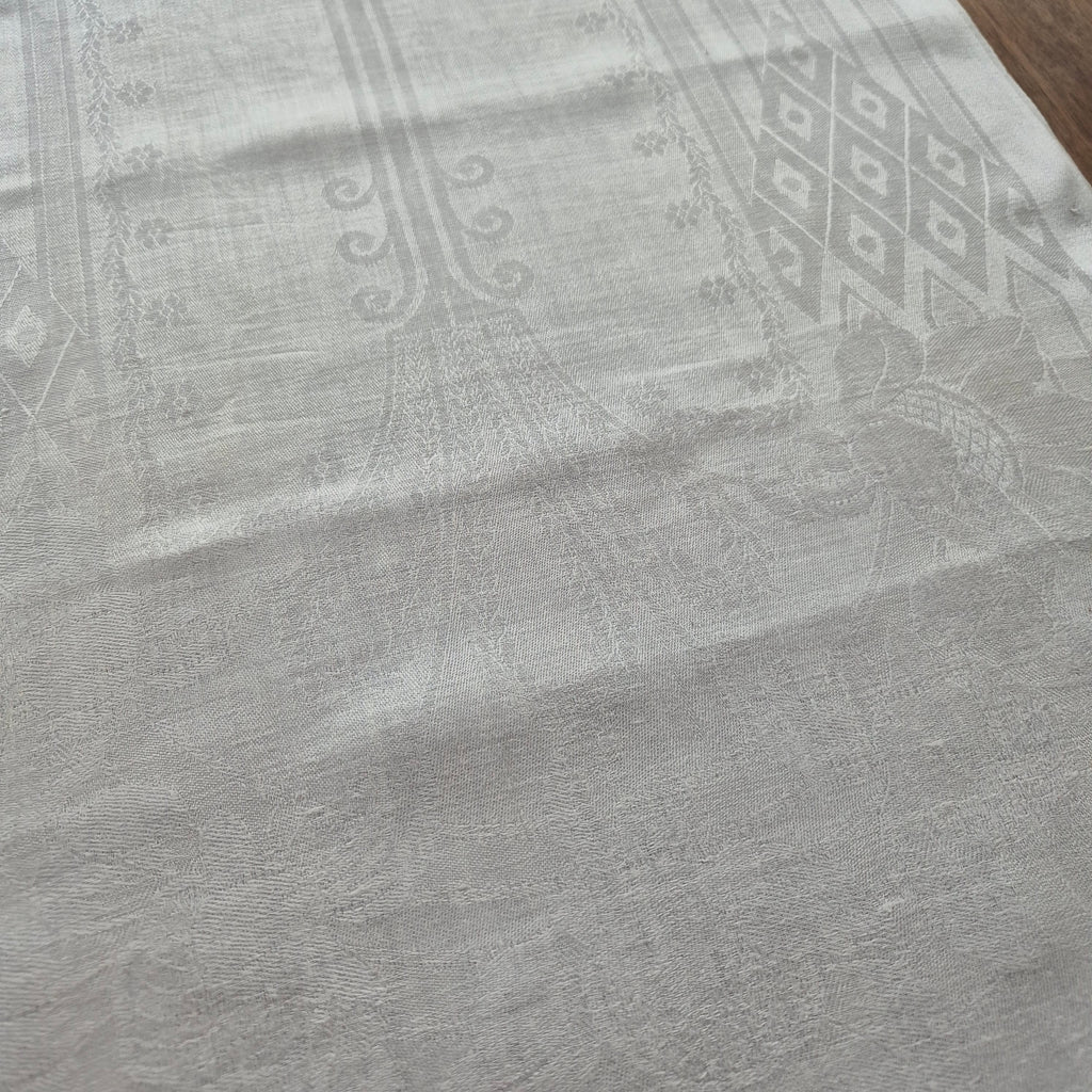 Antikes Jugendstil Küchen- & Geschirrhandtuch weiß Damast Baumwolle 48x122cm Monogramm O.W. 🤍