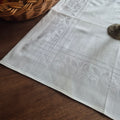 Antike Serviette / Mitteldecke cremeweiß Damast Baumwolle 53x53cm 🤍