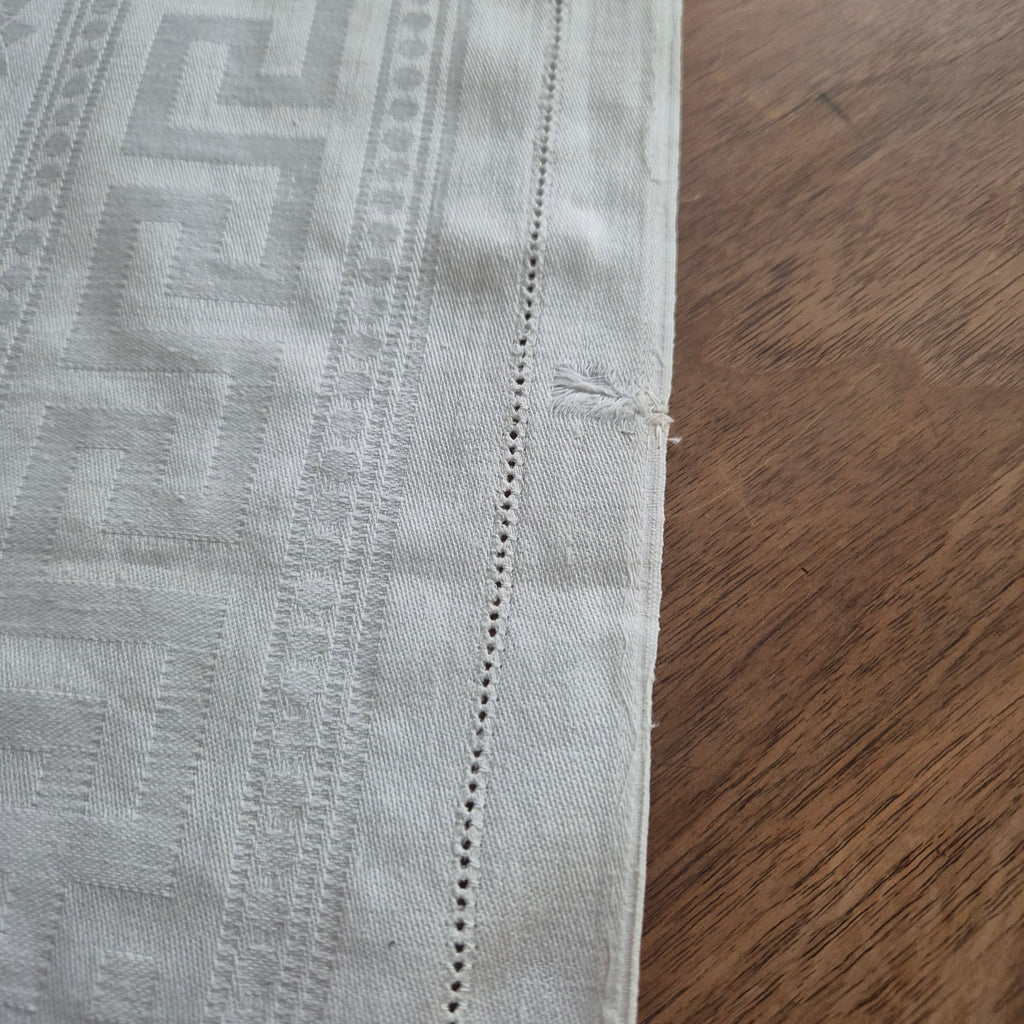 Antike Serviette Mitteldecke cremeweiß Damast Baumwolle 58x58cm 🤍