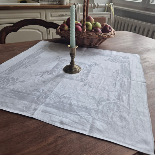 Antike Serviette / Mitteldecke weiß Damast Baumwolle 58x58cm 🤍