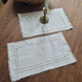2x antike Zierdeckchen weiß Tischdecke 38x22cm mit Flecken! 🤍