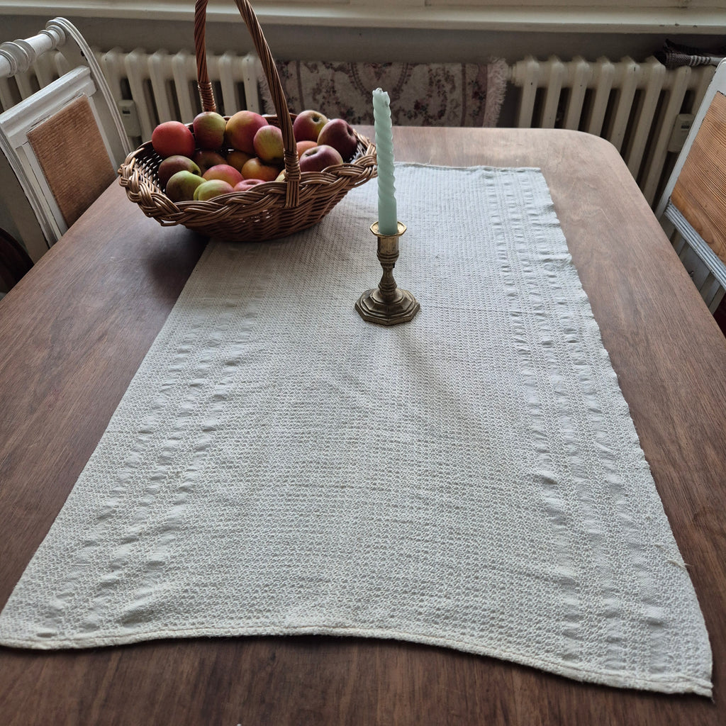 Antikes Küchen- & Geschirrhandtuch Tischdecke beige Leinen 50x85cm 🤍