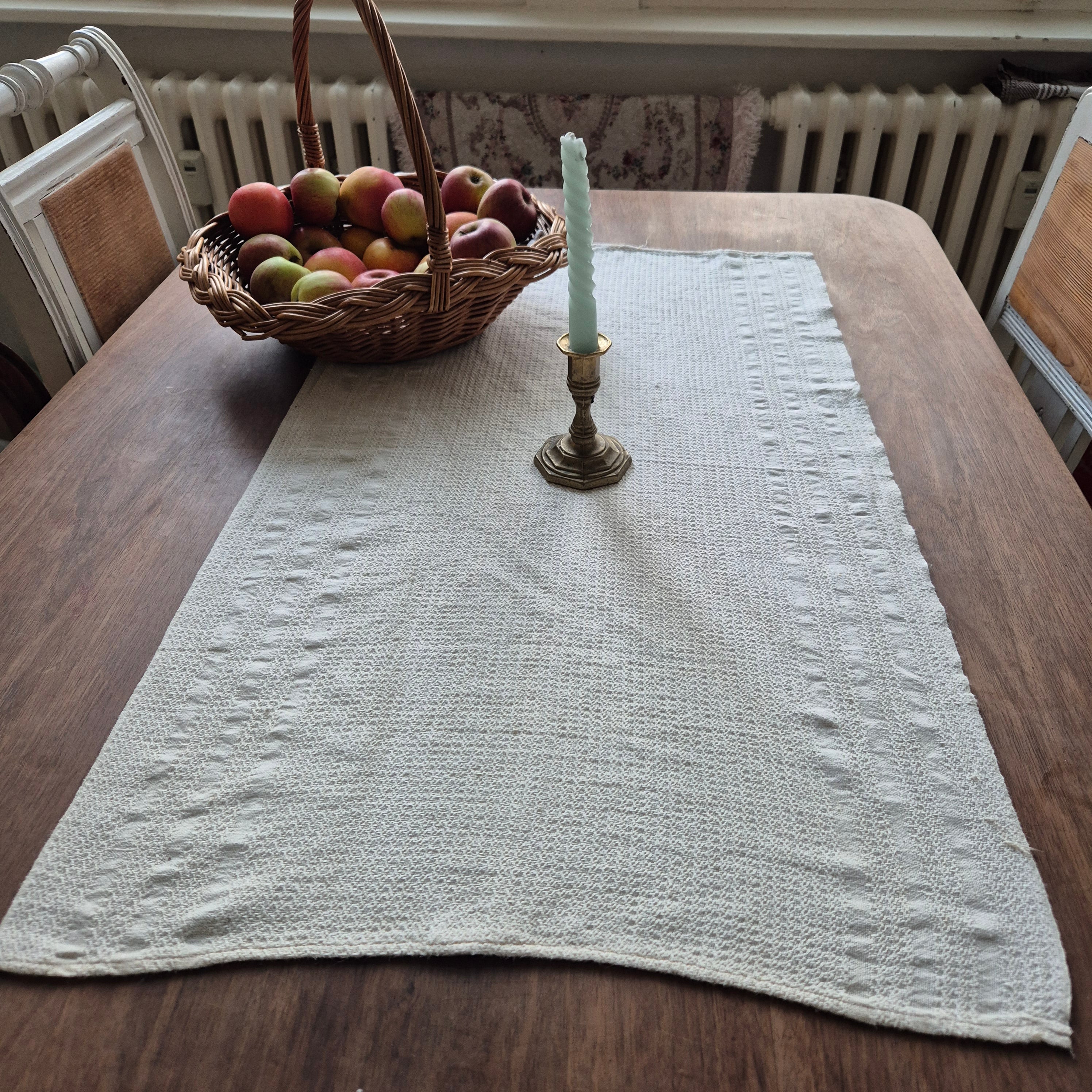 Antikes Küchen- & Geschirrhandtuch Tischdecke beige Leinen 50x85cm 🤍