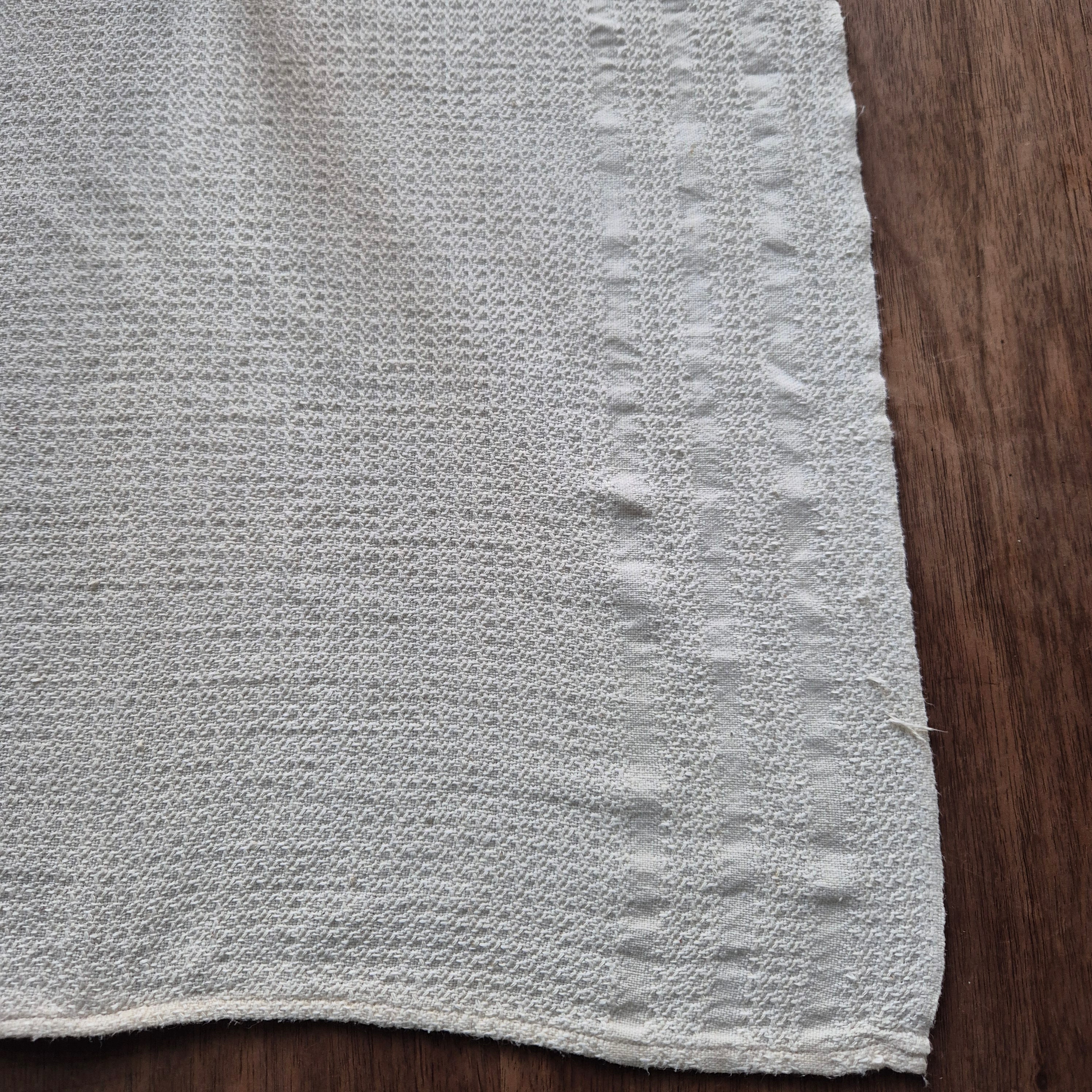 Antikes Küchen- & Geschirrhandtuch Tischdecke beige Leinen 50x85cm 🤍