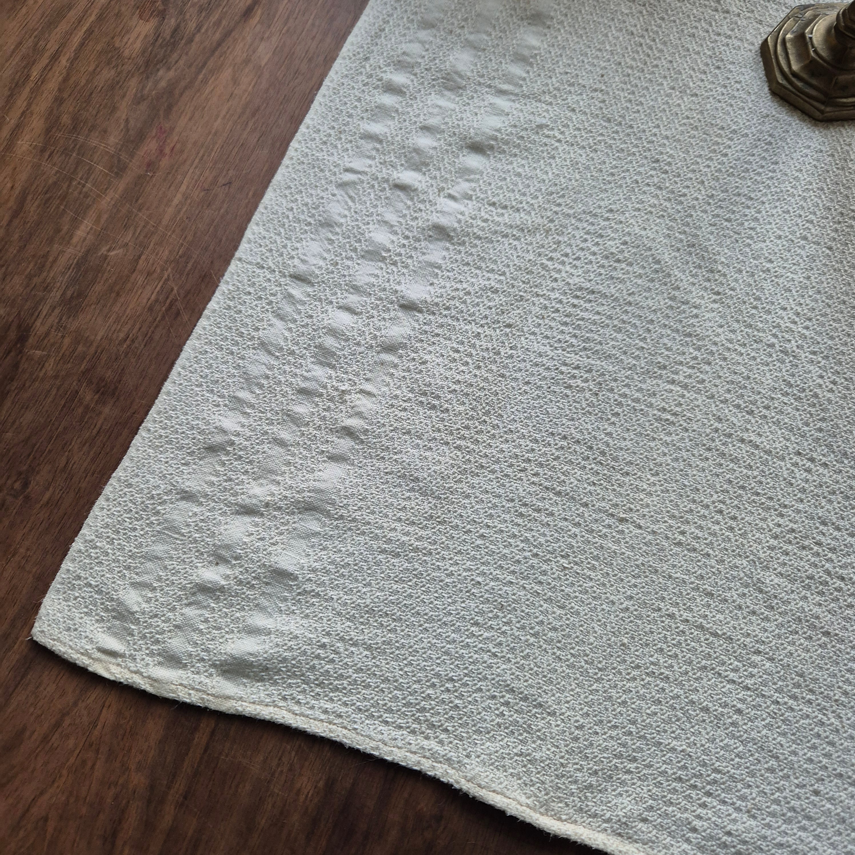 Antikes Küchen- & Geschirrhandtuch Tischdecke beige Leinen 50x85cm 🤍