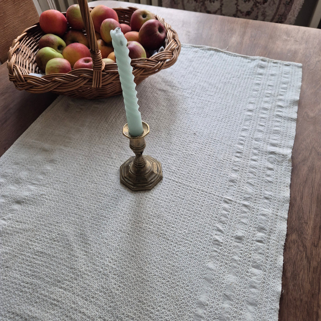 Antikes Küchen- & Geschirrhandtuch Tischdecke beige Leinen 50x85cm 🤍