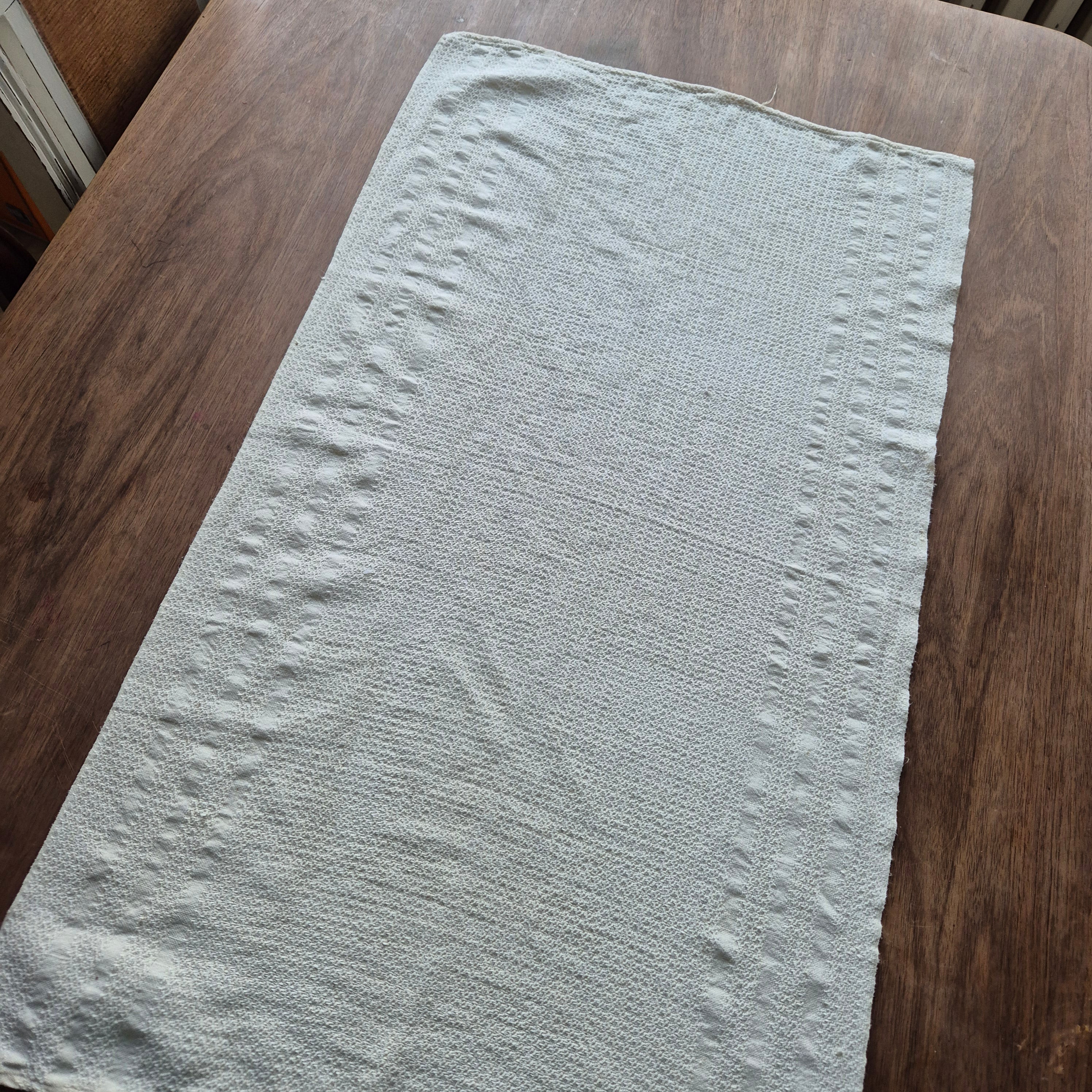 Antikes Küchen- & Geschirrhandtuch Tischdecke beige Leinen 50x85cm 🤍