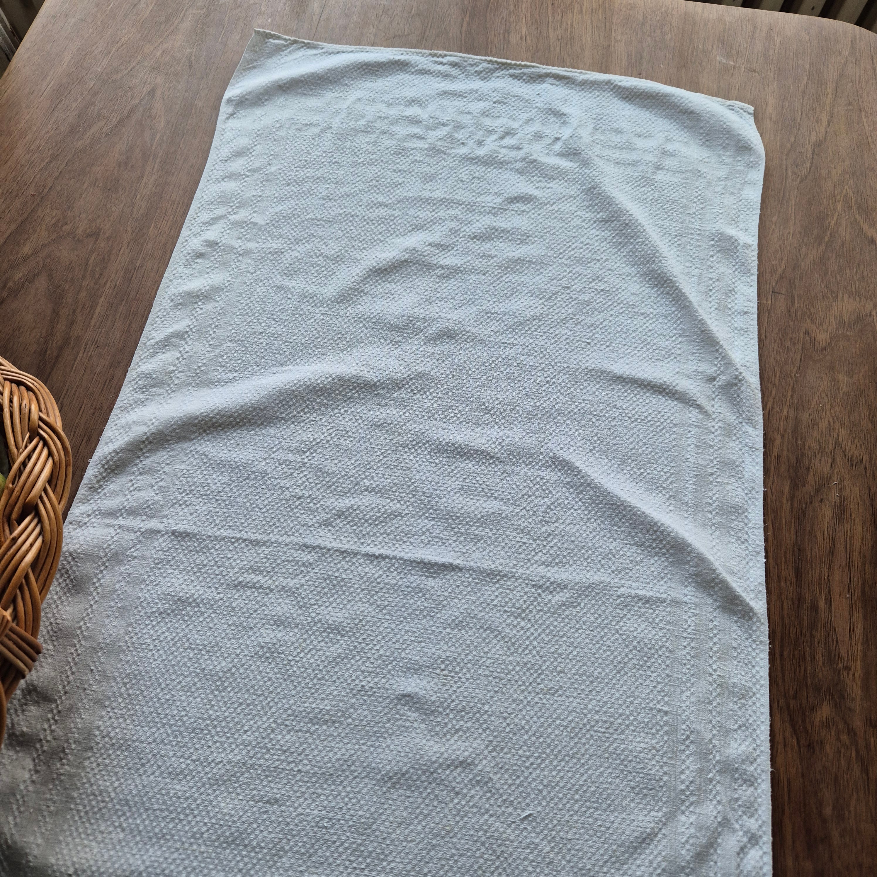 Antikes Küchen- & Geschirrhandtuch cremeweiß Leinen 47x95cm Monogramm E.T. 🤍