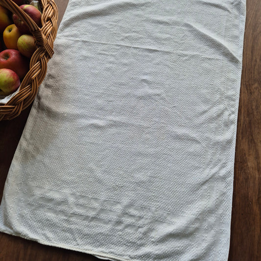 Antikes Küchen- & Geschirrhandtuch cremeweiß Leinen 47x95cm Monogramm E.T. 🤍