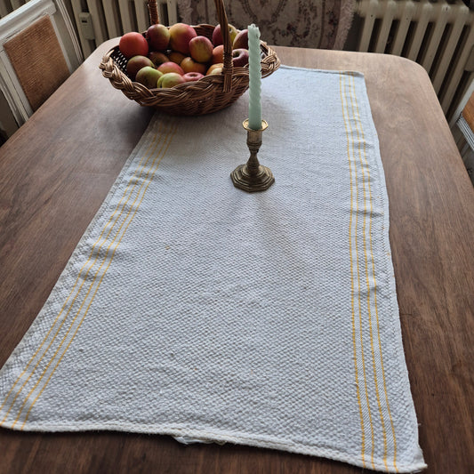 Antikes Jugendstil Küchenhandtuch Tischdecke rechteckig weiß Leinen 45x95cm