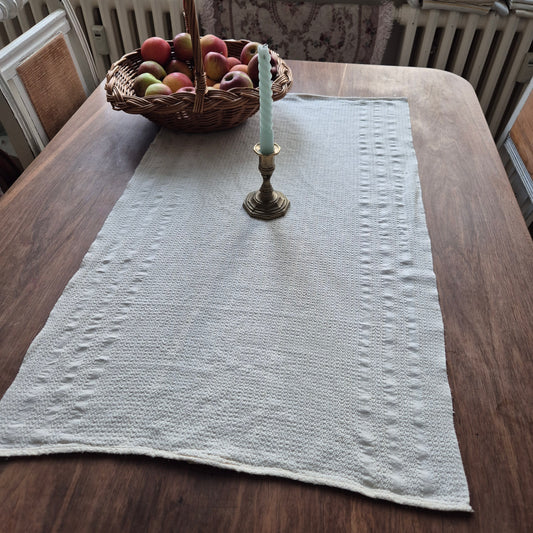 Antikes Jugendstil Küchenhandtuch Tischdecke rechteckig beige Leinen 50x85cm