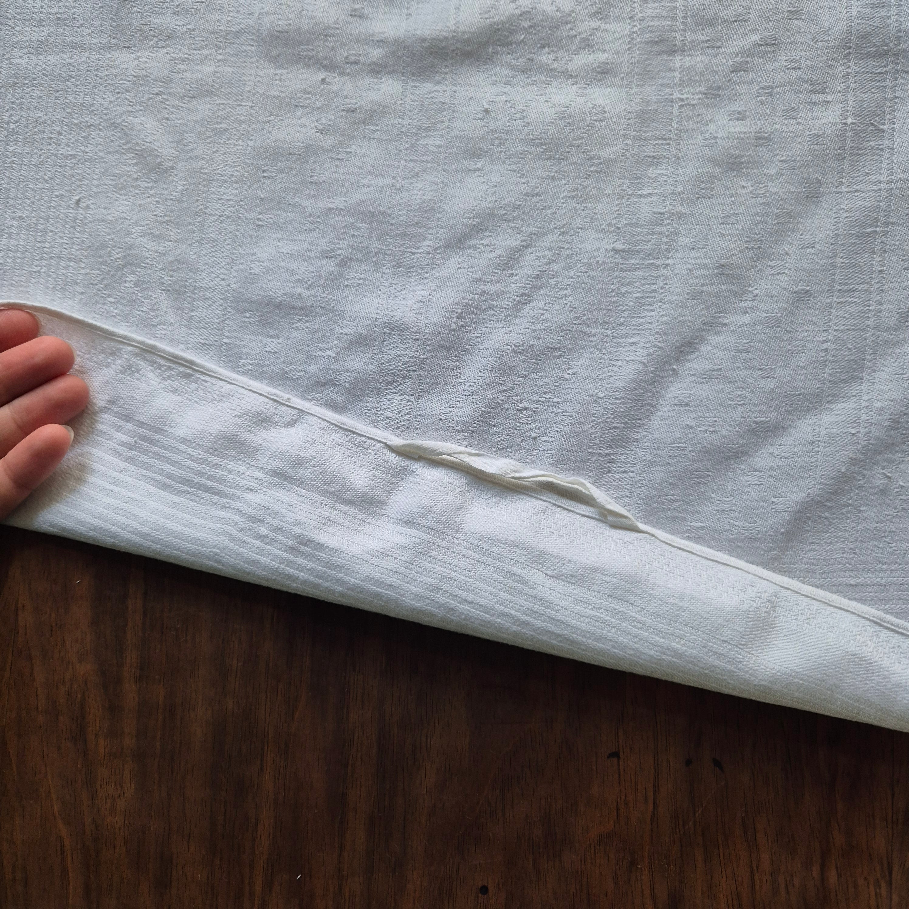 Antikes Jugendstil Küchen- & Geschirrtuch weiß Damast Baumwolle 48x108cm 🤍