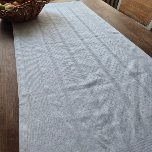 Antikes Jugendstil Küchen- & Geschirrtuch weiß Damast Baumwolle 48x108cm 🤍