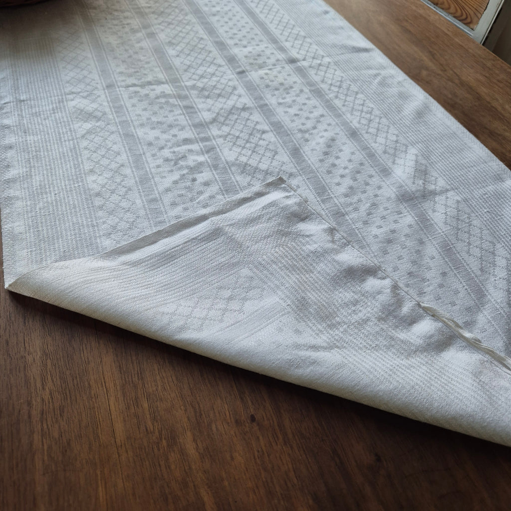 Antikes Jugendstil Küchen- & Geschirrtuch weiß Damast Baumwolle 48x108cm 🤍