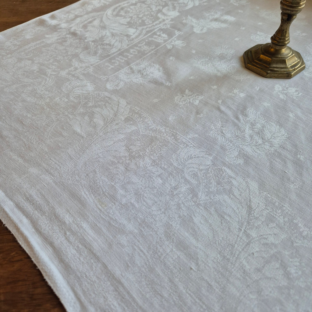 Antike Serviette / Mitteldecke weiß Damast Baumwolle 70x70cm Monogramm M.Körner 🤍