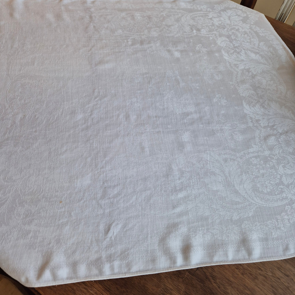 Antike Serviette / Mitteldecke weiß Damast Baumwolle 70x70cm Monogramm M.Körner 🤍