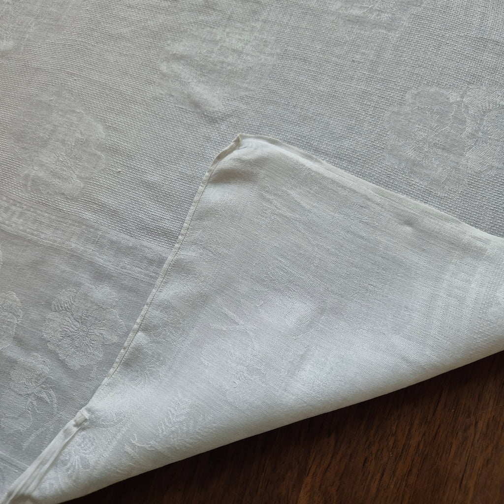 Antikes Jugendstil Küchen- & Geschirrhandtuch weiß Damast Baumwolle 57x125cm Monogramm H.S. 🤍