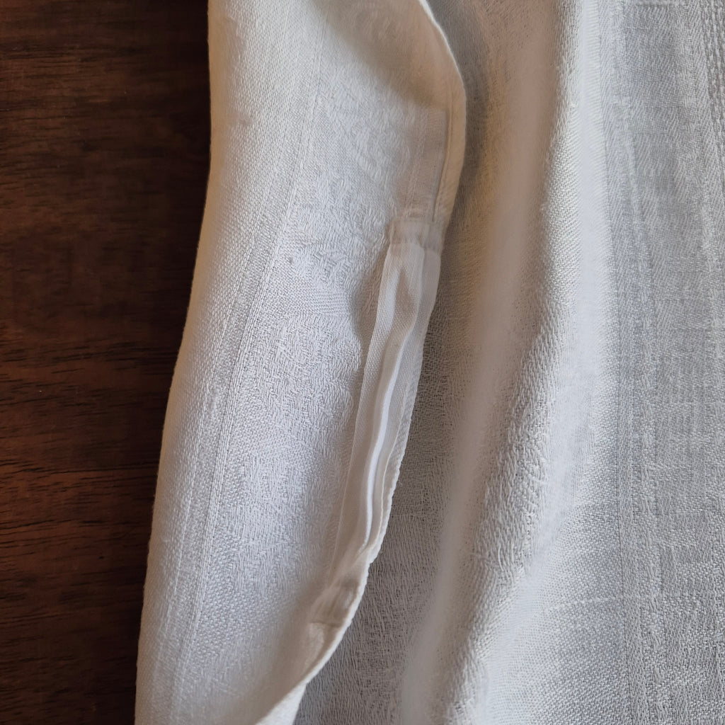 Antikes Jugendstil Küchen- & Geschirrhandtuch weiß Damast Baumwolle 57x125cm Monogramm H.S. 🤍