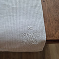 Antikes Jugendstil Küchen- & Geschirrtuch weiß Leinen Baumwolle 49x130cm Monogramm 🤍
