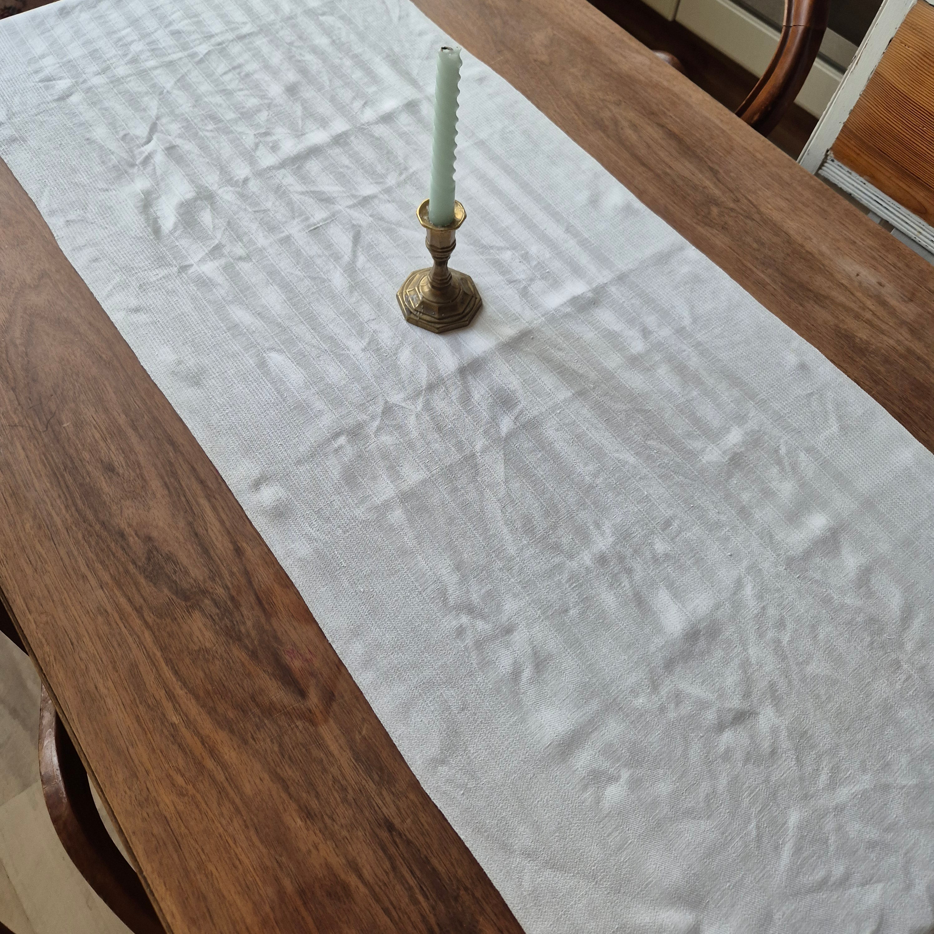 Antikes Jugendstil Küchen- & Geschirrtuch weiß Leinen Baumwolle 49x130cm Monogramm 🤍