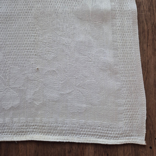 Antikes Jugendstil Küchen- & Geschirrtuch weiß Leinen Baumwolle 49x93cm Monogramm L.S. Kleeblatt 🤍