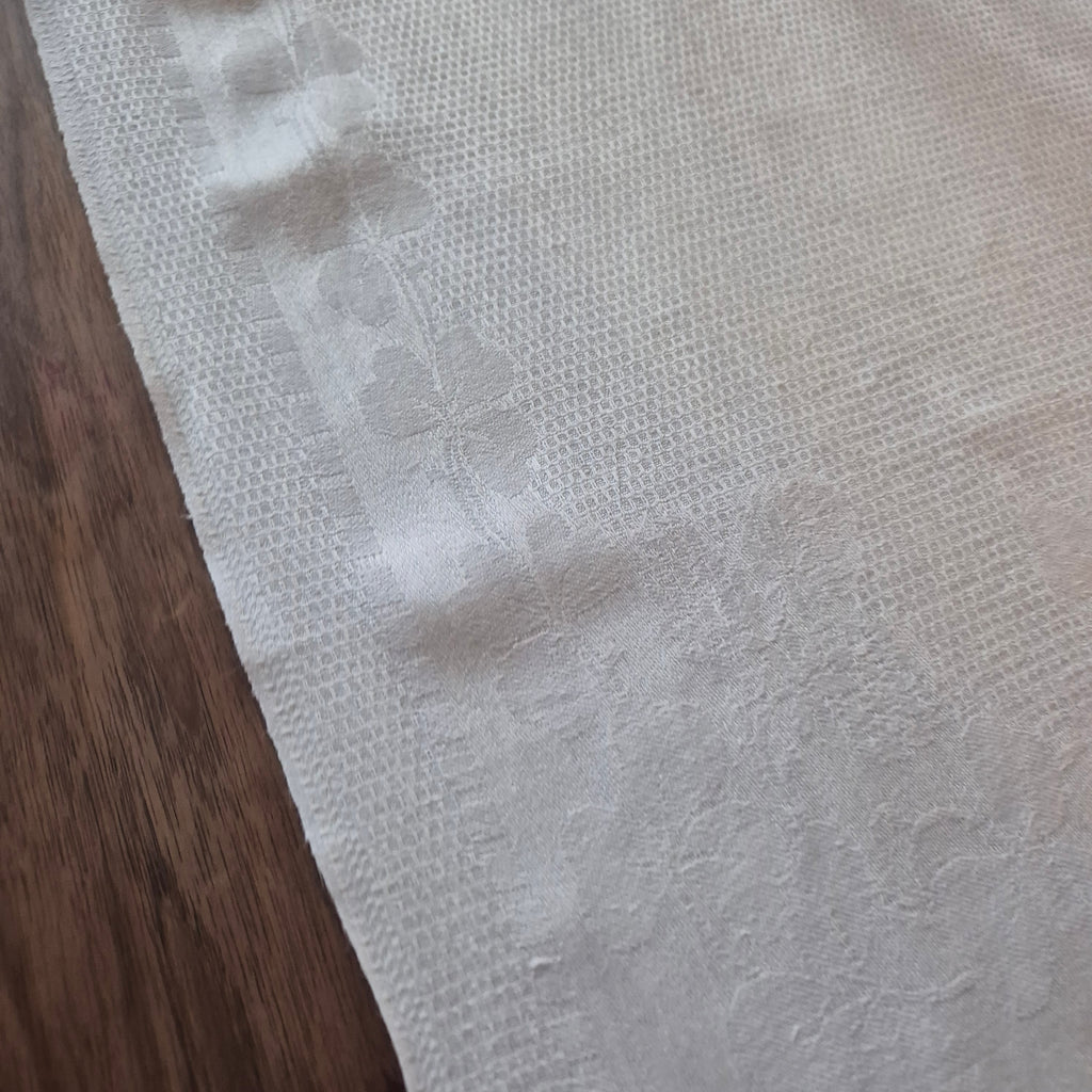 Antikes Jugendstil Küchen- & Geschirrtuch weiß Leinen Baumwolle 49x93cm Monogramm L.S. Kleeblatt 🤍