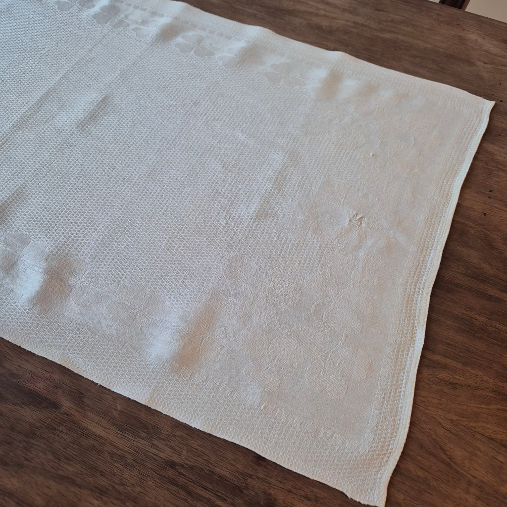 Antikes Jugendstil Küchen- & Geschirrtuch weiß Leinen Baumwolle 49x93cm Monogramm L.S. Kleeblatt 🤍