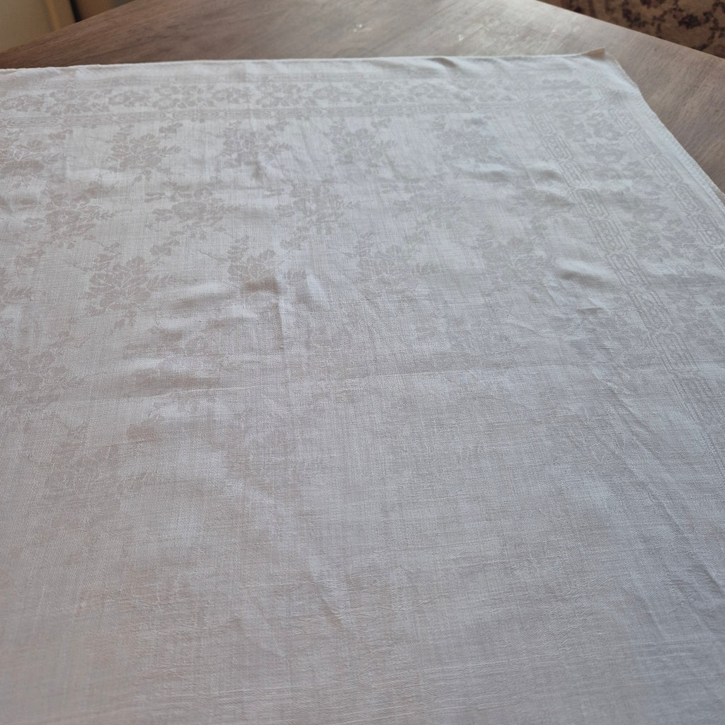 Antike Serviette / Mitteldecke weiß Damast Baumwolle 67x73cm Monogramm S.S. 🤍