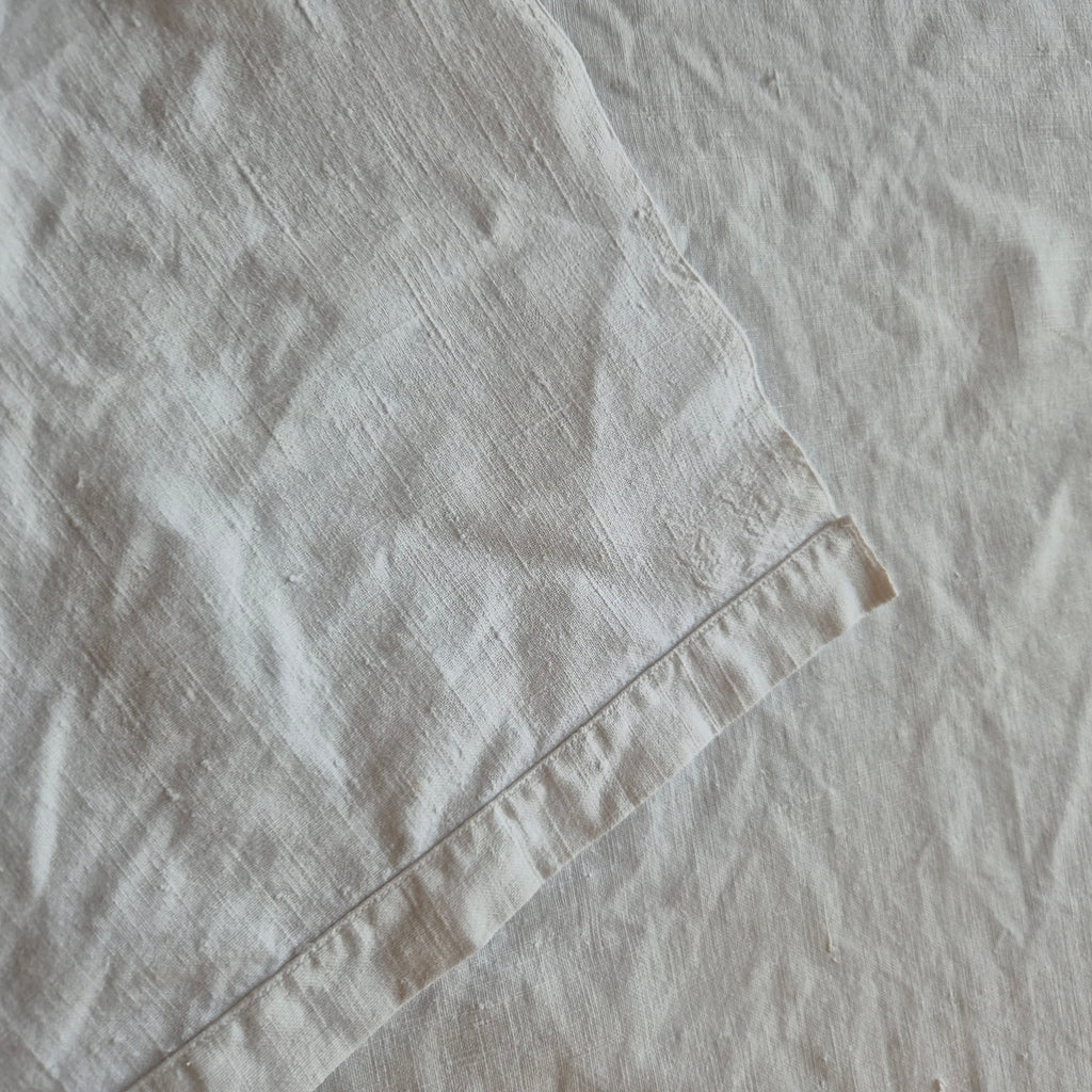 Antikes Jugendstil Baumwolle/Leinen Bettlaken 155x220cm Monogramm H.S beige creme ♡