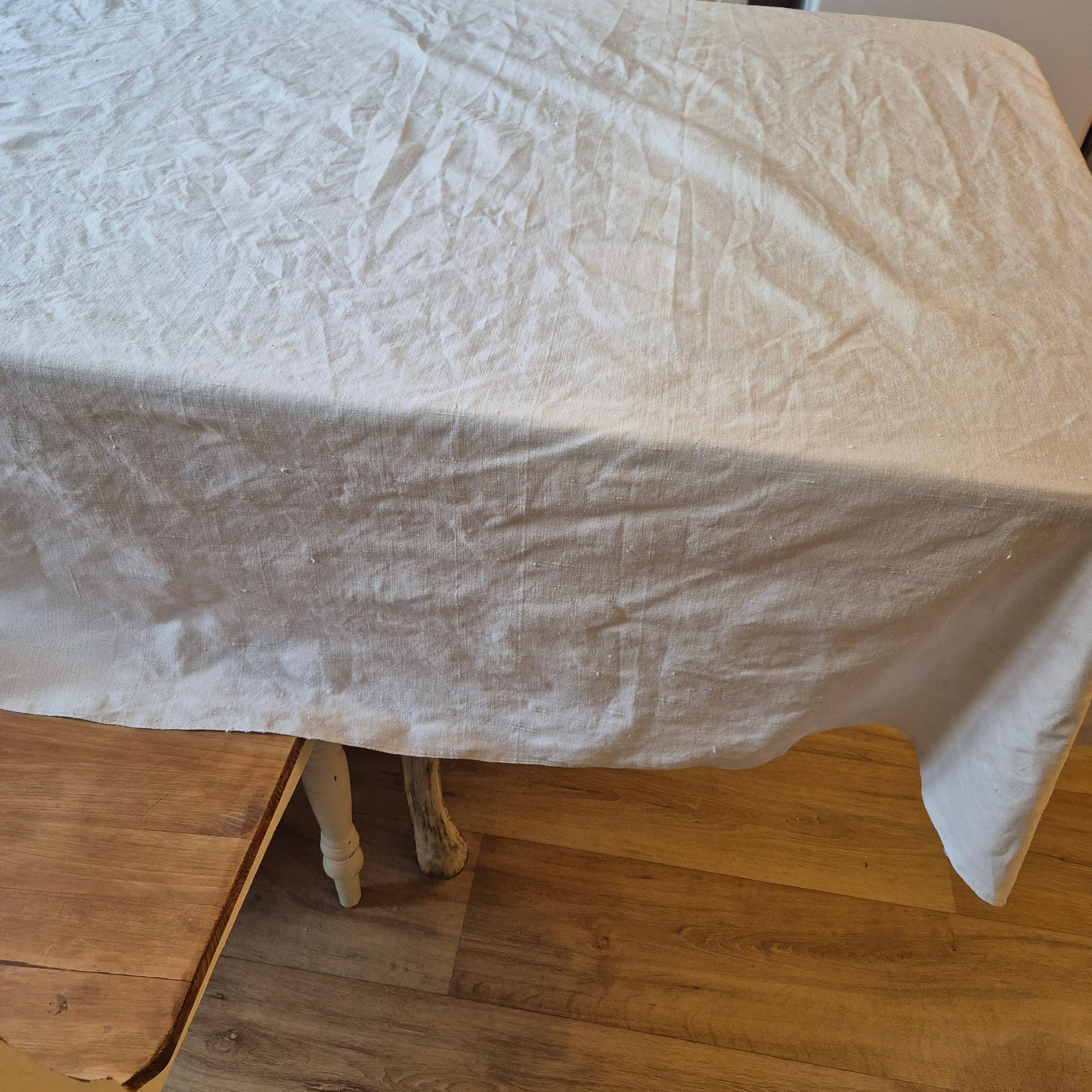 Antikes Jugendstil Baumwolle/Leinen Bettlaken 155x220cm Monogramm H.S beige creme ♡