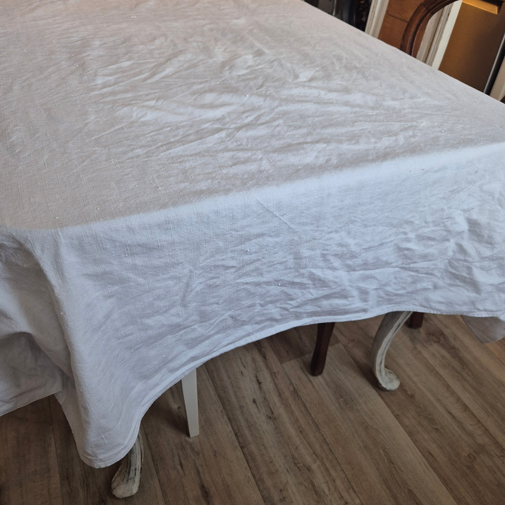 Antikes Jugendstil Baumwolle/Leinen Bettlaken 155x220cm Monogramm H.S beige creme ♡