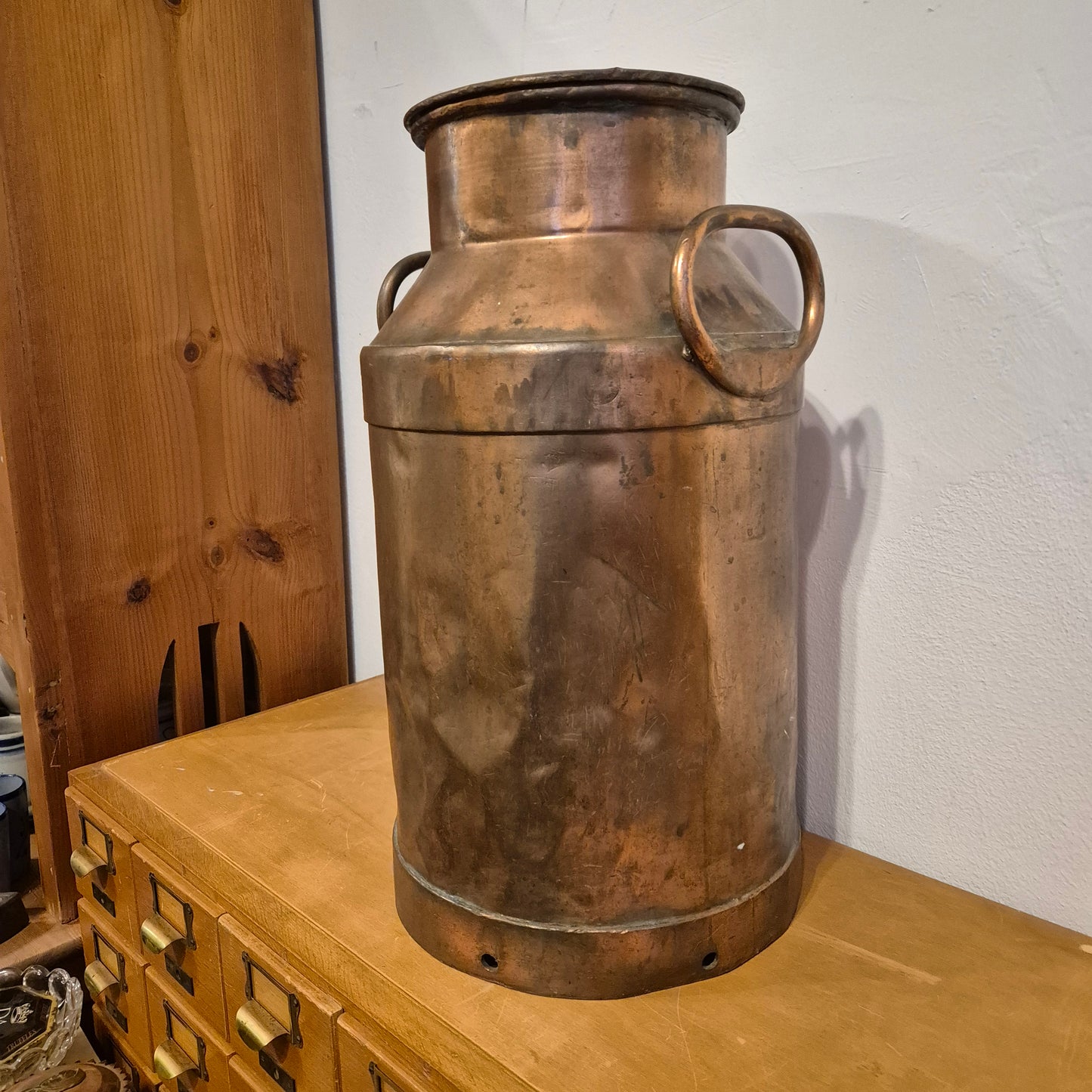 Alte große Milchkanne Bauern Stil Dekoration Retro Vintage Bronzefarben Kupfer