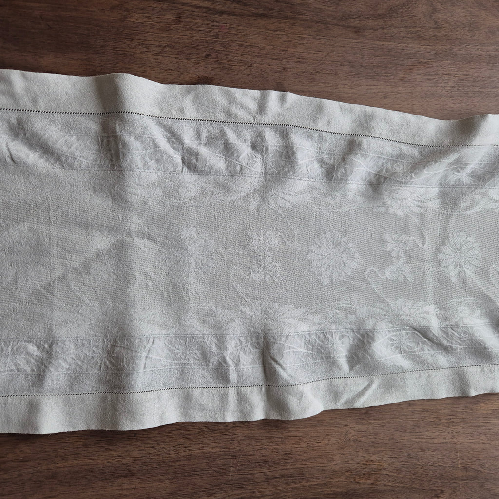 Antiker Jugendstil Tischläufer Leinen Baumwolle 170x35cm 🤍 ( leicht verzogen)
