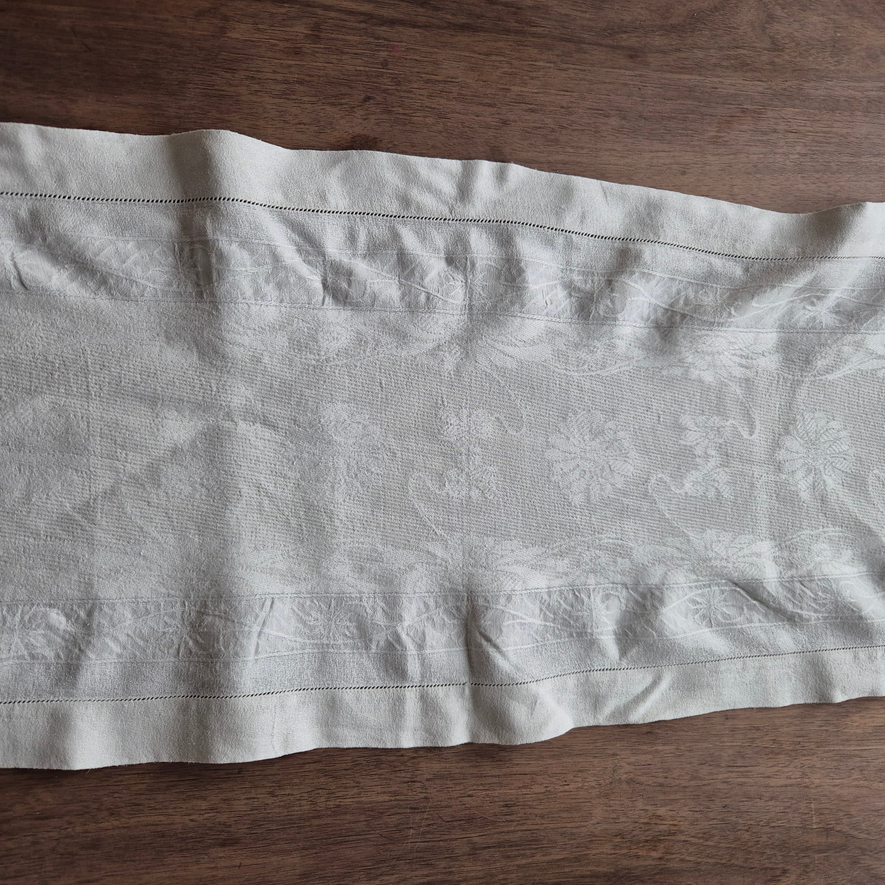 Antiker Jugendstil Tischläufer Leinen Baumwolle 170x35cm 🤍 ( leicht verzogen)