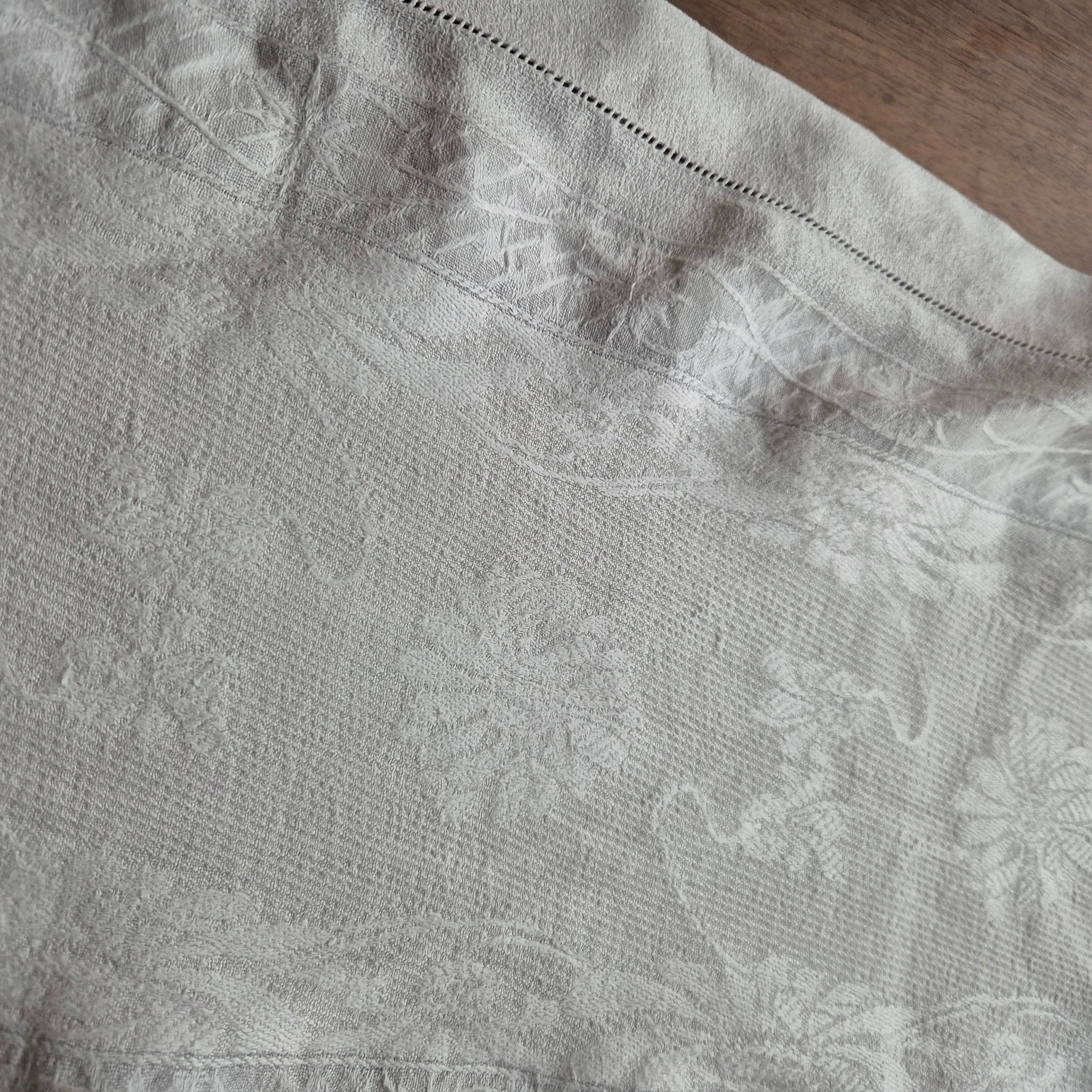 Antiker Jugendstil Tischläufer Leinen Baumwolle 170x35cm 🤍 ( leicht verzogen)