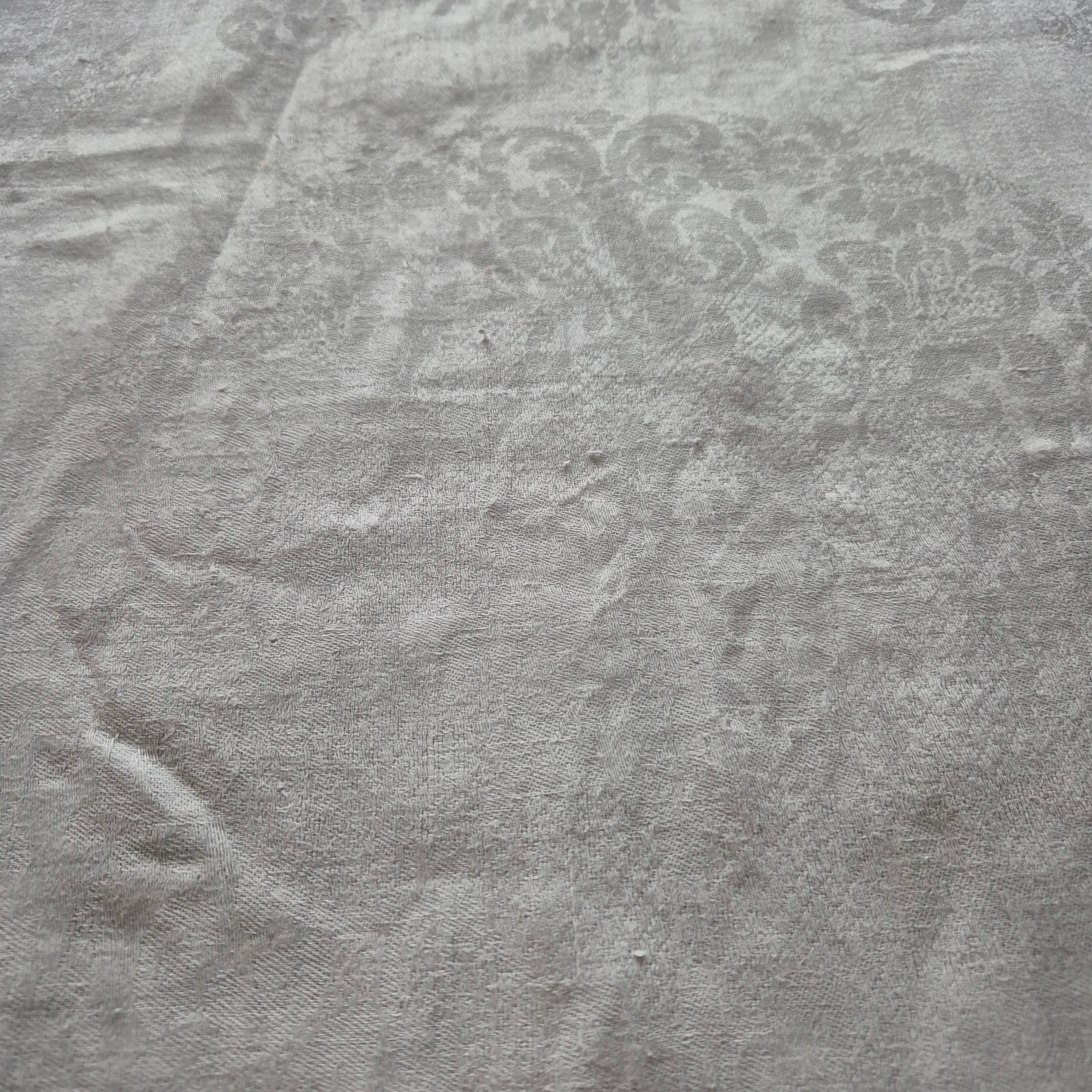 Antike Jugendstil Tischdecke aus Servietten zusammengenäht Tischläufer Baumwolle Damast  75x225cm Monogramm H.S. 🤍