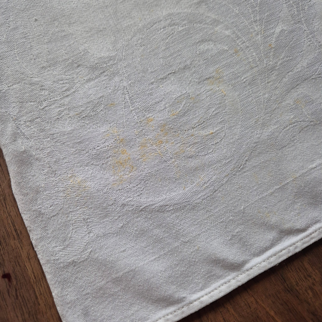 Antikes Jugendstil Küchen- & Geschirrtuch (Stockfelcken!) Leinen Baumwolle Monogramm L.B.  45x100cm 🤍
