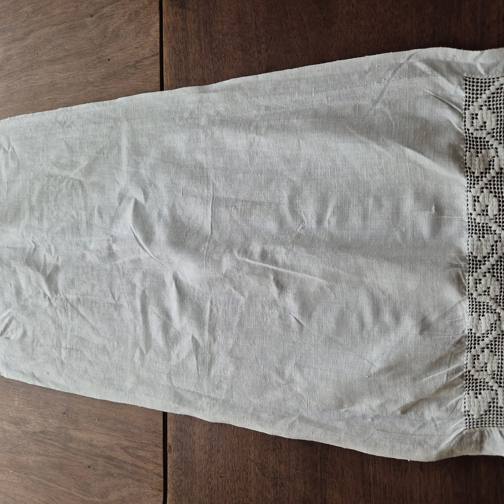 Antiker Jugendstil Tischläufer weiß Baumwolle 40x180cm (leicht verzogen) 🤍