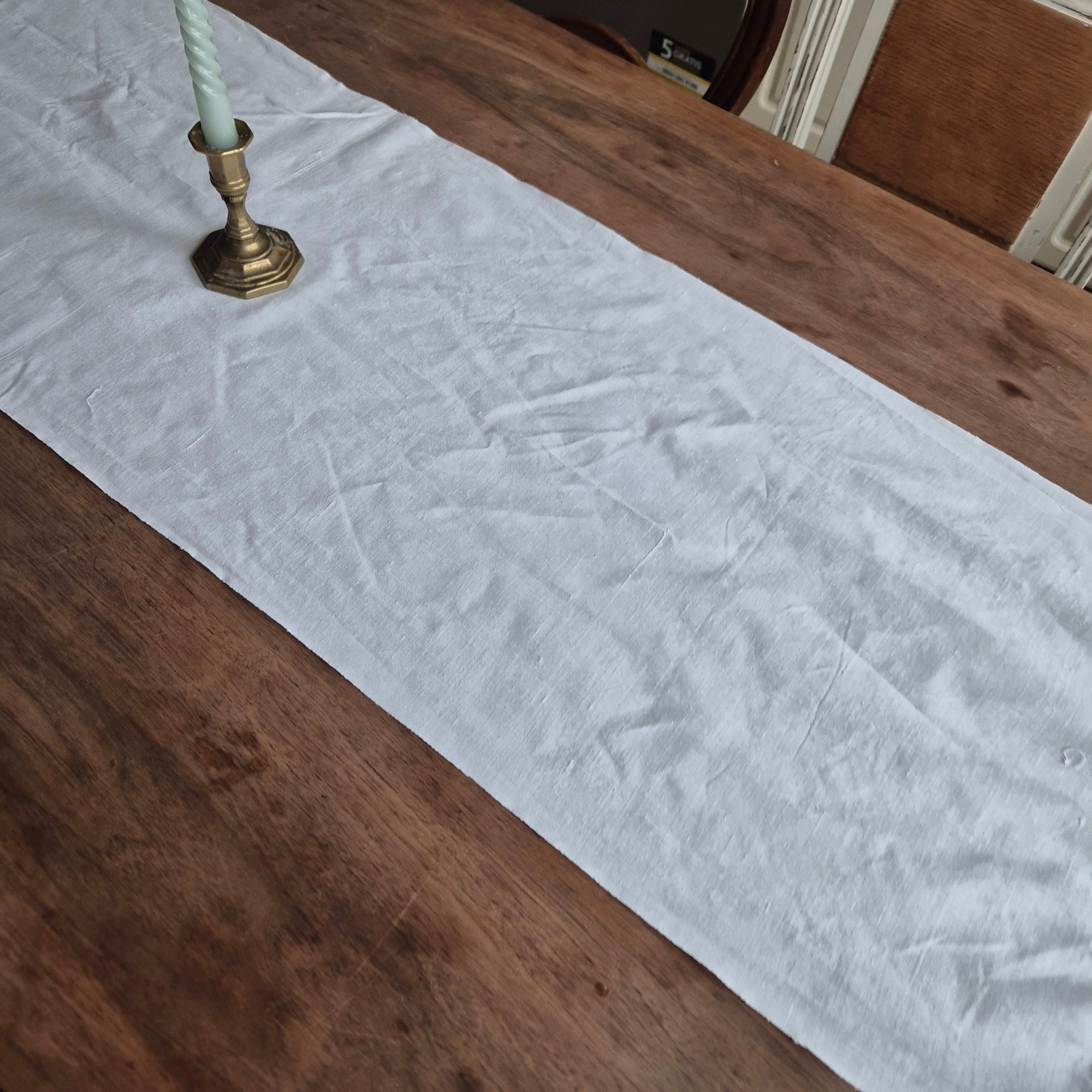 Antiker Jugendstil Tischläufer weiß Baumwolle 40x180cm (leicht verzogen) 🤍