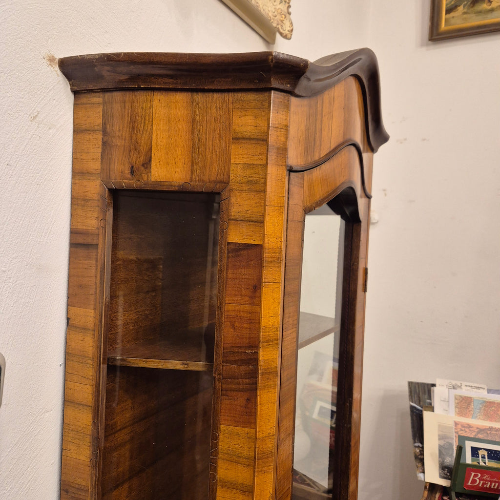 Antike Vitrine Barock Stil Glasschrank braun mit Schublade