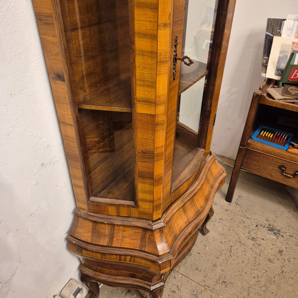 Antike Vitrine Barock Stil Glasschrank braun mit Schublade