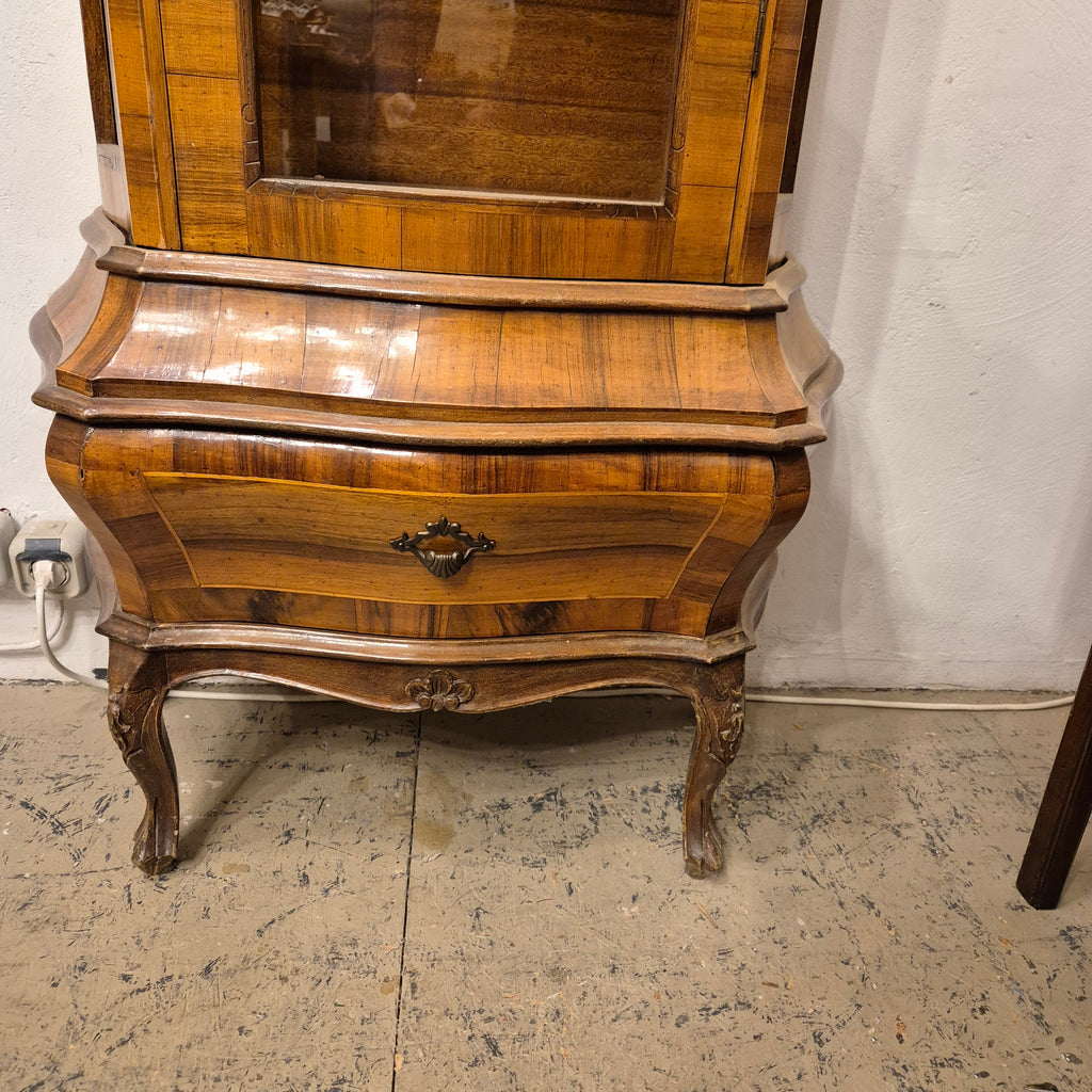 Antike Vitrine Barock Stil Glasschrank braun mit Schublade