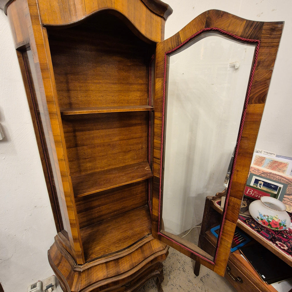 Antike Vitrine Barock Stil Glasschrank braun mit Schublade