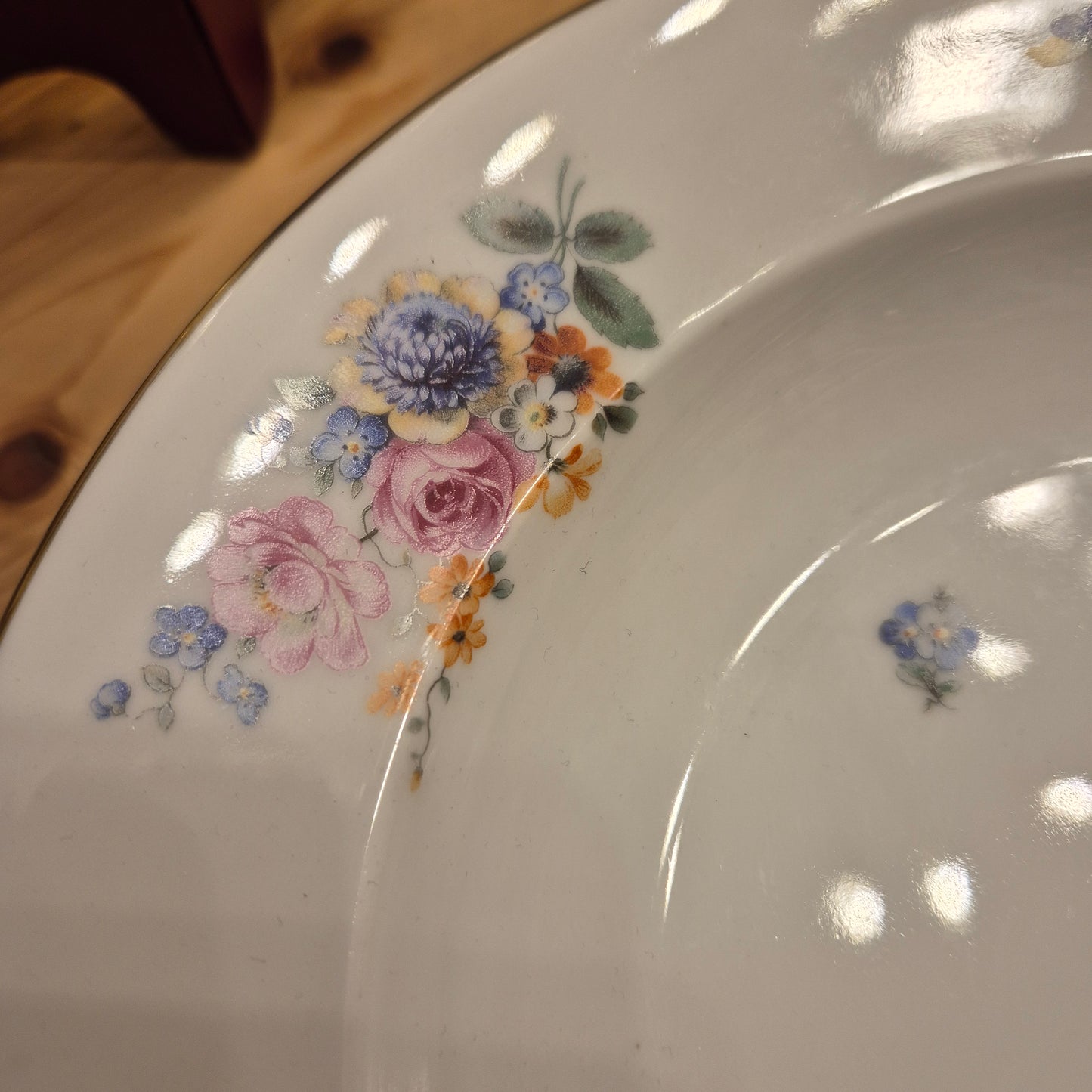 6x Antike Suppenteller Blumendekor weiß Goldrand Rosenthal