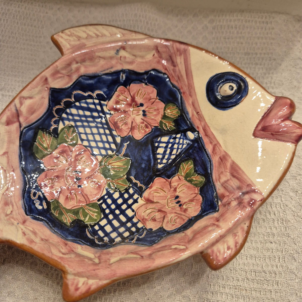 Vintage Keramik Teller Schale Fisch Handmade Wandteller Dekoration – AntikStorys