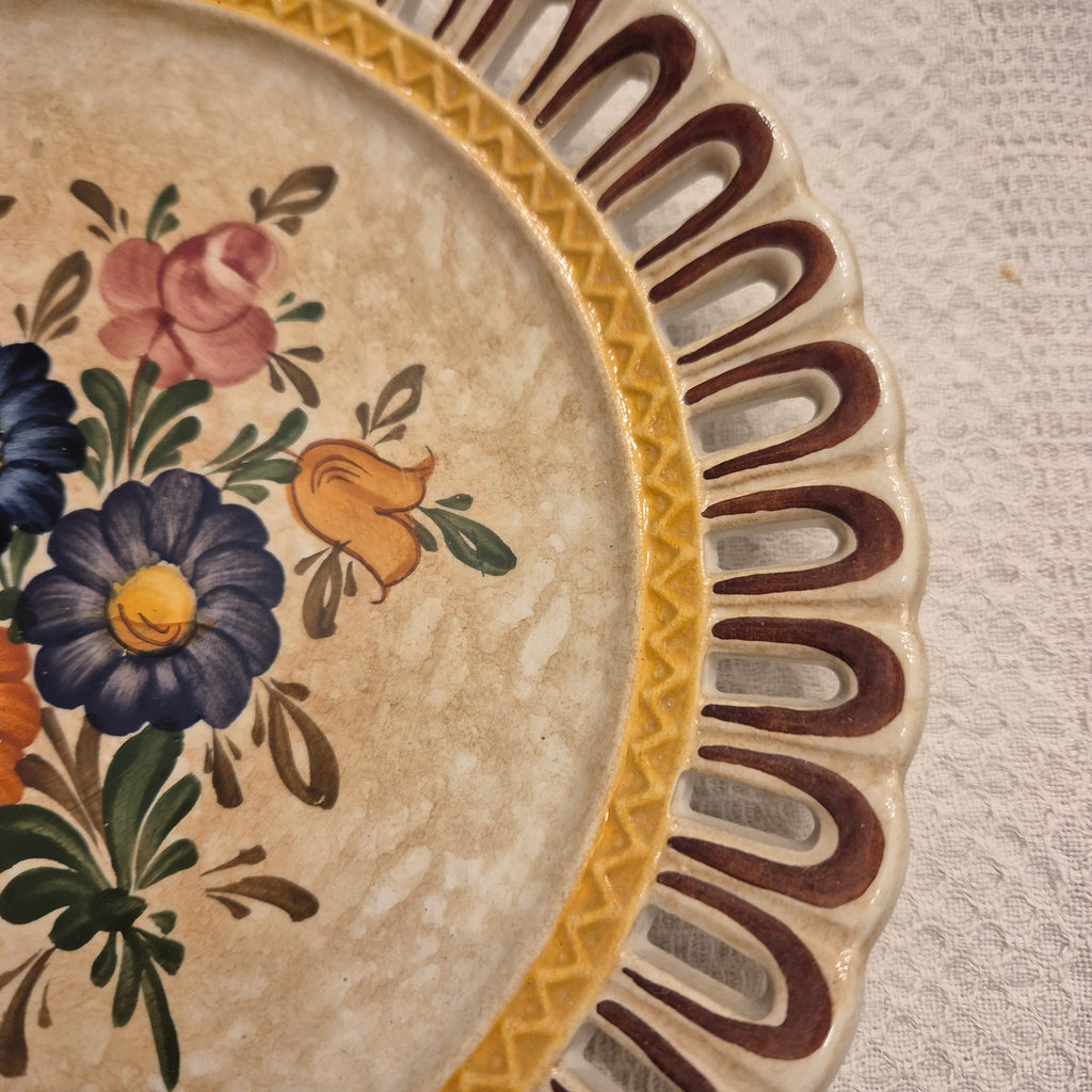 Alter Keramik Durchbruch Keramik Teller Blumen Landhaus Handmade
