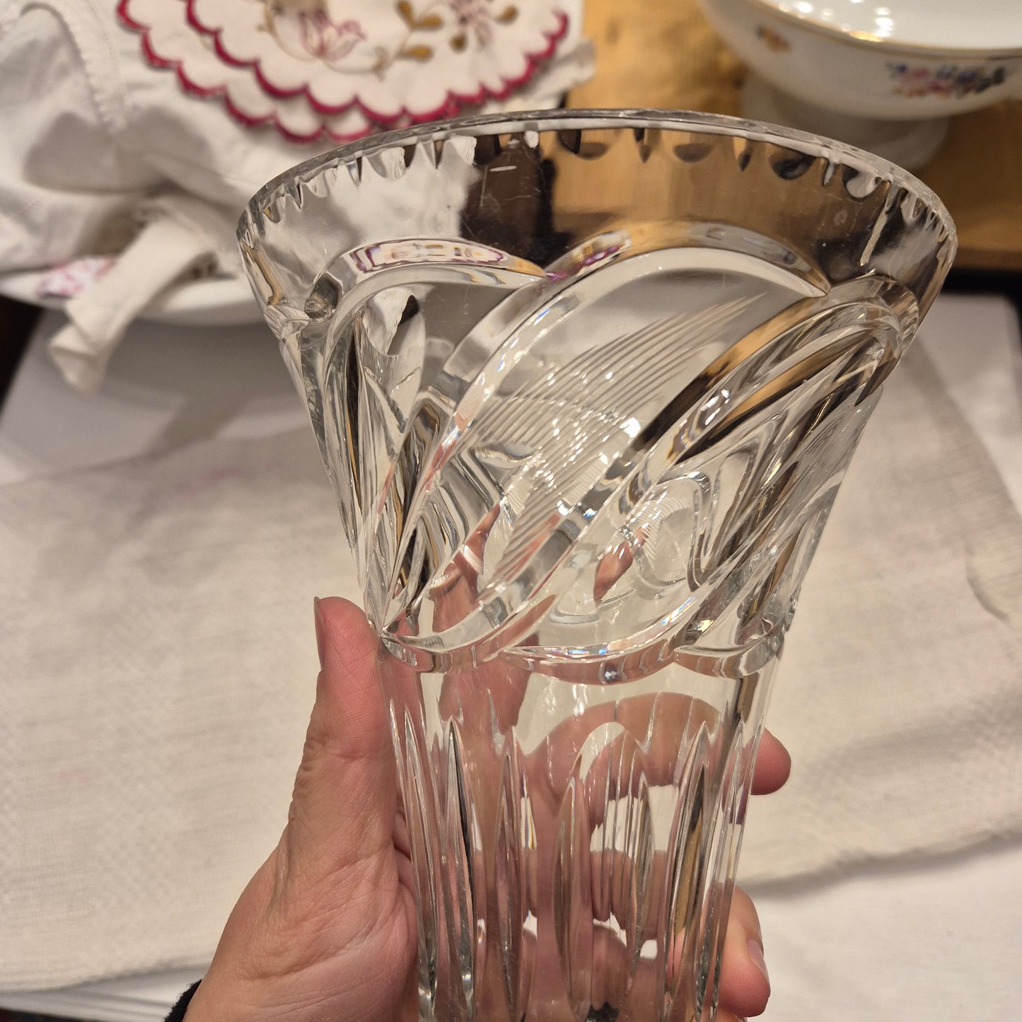 Wunderschöne Vintage Kristall Vase Groß (2x minimale Abplatzer)