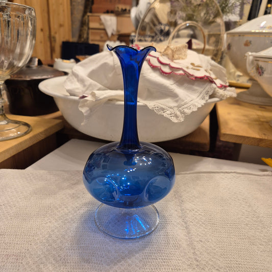 Vintage Vase Glaskunst blau